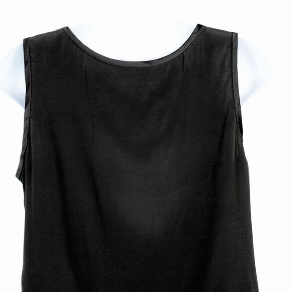 Eileen Fisher Silk Tank Cinched Sleeveless Blouse Black Preppy 6 Classic - Picture 7 of 7